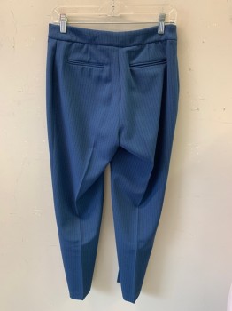 Womens, Suit, Pants, ANNE KLEIN, Steel Blue, Polyester, Elastane, Stripes - Pin, Stripes - Vertical , W:30", 6, Flat Front, 2 Welt Pockets