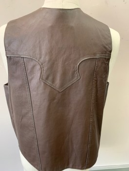 MAL DONADO, Espresso Brown, Leather, Solid, Snap Front Side Pockets Texture Front with Detail in Front and Back