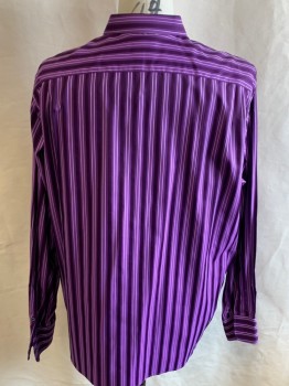 Mens, Casual Shirt, ANTO, Magenta Purple, Dk Purple, Gray, Cotton, Stripes - Vertical , 39, 20, C.A., B.F., L/S, MULTIPLES