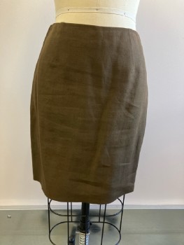 JEAN PUAL GAULTIER, Brown Linen, Straight, No Waistband, Back Zip, Back Slit, Darts Front And Back