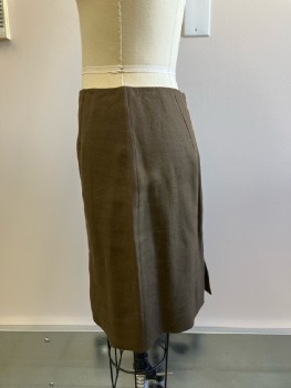 Womens, Suit, Skirt, JEAN PUAL GAULTIER, W:26, Brown Linen, Straight, No Waistband, Back Zip, Back Slit, Darts Front And Back