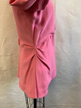 Womens, Suit, Jacket, SALONI, Bubble Gum Pink, Viscose, Wool, Solid, 6, Peaked Lapel, Double Breasted, 2 Buttons, 2 Pockets