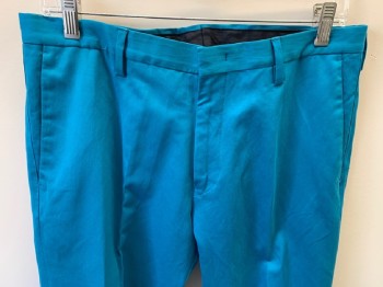PAUL SMITH, Turquoise Blue, Cotton, Solid, F.F, Slant Pockets