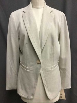 Womens, Suit, Jacket, SHARAGANO, Oatmeal Brown, Polyester, Rayon, Heathered, B 38, 10, Single Button Closure, 2 Welt Pockets, Single Breasted, Long Sleeves