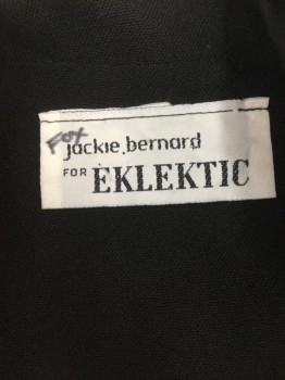 J. BERNARD EKLEKTIC, Black, Wool, Long Sleeves, Wrap Dress, 1 Button, Pleats at Shoulders and Cuffs, Shoulder Pads,
