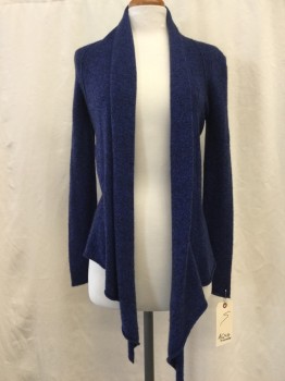 BDG, Dk Blue, Cashmere, Heathered, Open Front, Asymmetrical Front