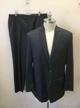 LAUREN, Charcoal Gray, Wool, Heathered, Sports Coat - 2 Button Single Breasted, 3 Pockets, 2 Slits at Back