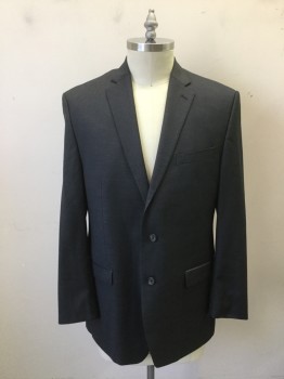 LAUREN, Charcoal Gray, Wool, Heathered, Sports Coat - 2 Button Single Breasted, 3 Pockets, 2 Slits at Back