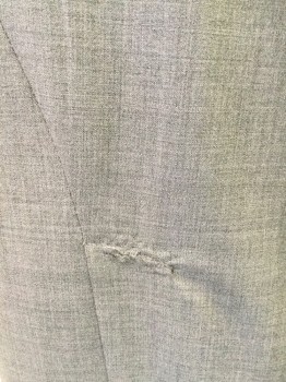 Womens, Suit, Skirt, THEORY, Lt Gray, Wool, Heathered, W26, 00, Knee Length, Zip Center Back, Diagonal Seams That Wrap Around to Back Vents, Patched Hole at Left Vent