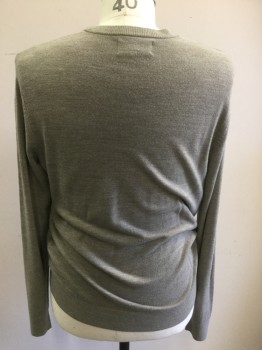 Mens, Pullover Sweater, ATLANTIC BAY, Beige, Acrylic, Solid, 40, Medium, V-neck, Long Sleeves, Fine Knit
