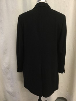 EXPRESS, Black, Wool, Polyester, Solid, Notched Lapel, Single Breasted, 3 Buttons, 2 Flap Pockets, Back Vent,  Above the Knee Length