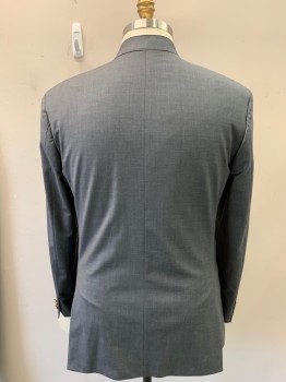 Mens, Sci-Fi/Fantasy Piece 1, VICTOR BARON, Heather Gray, Wool, Polyester, Heathered, 39, 44L, Open, Hidden Button Front with Embroidered Gold Triangular Hardware, Stand Collar, 2 Pockets,