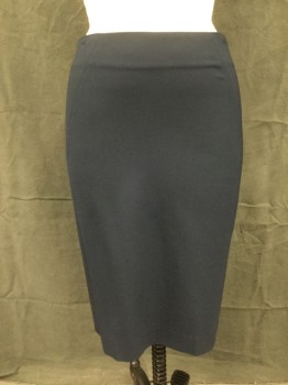 THEORY, Navy Blue, Wool, Lycra, Solid, Diagonal Seam Front,  No Waistband, Back Zip, 2 Back Slits