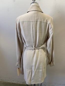 Womens, Coat, Trenchcoat, BANANA REPUBLIC, Khaki Brown, Rayon, Viscose, Solid, S, Open Front, 2 Pockets, Collar Attached, Self Belt, 3/4 Length