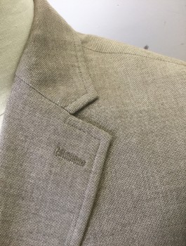 Mens, Sportcoat/Blazer, BANANA REPUBLIC, Lt Brown, Cotton, Polyester, 2 Color Weave, Solid, 42R, Single Breasted, Notched Lapel, 2 Buttons, 3 Pockets, Self Fabric Oval Shaped Elbow Patches
