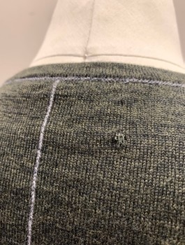 Mens, Pullover Sweater, RAG & BONE, Dk Olive Grn, Wool, Solid, M, Knit, Long Sleeves, Crew Neck