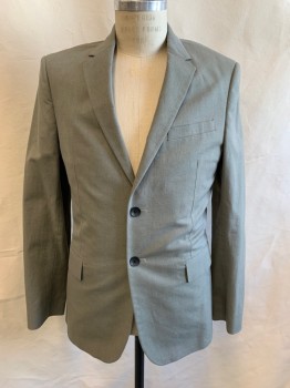 Mens, Sportcoat/Blazer, RAG & BONE, Lt Olive Grn, Cotton, Linen, 40, Notched Lapel, Single Breasted, Button Front, 2 Buttons, 3 Pockets