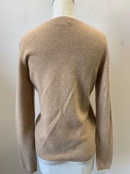 Womens, Pullover, CHARTER CLUB, Beige, Cashmere, Solid, S, Crew Neck, Long Sleeves, Fine Knit