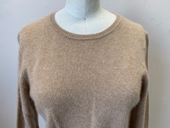 Womens, Pullover, CHARTER CLUB, Beige, Cashmere, Solid, S, Crew Neck, Long Sleeves, Fine Knit