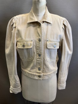 ISABEL MARANT, Beige, Cotton, Stone Washed, C.A., Button Front, L/S, 2 Pockets