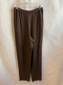 CP SHADES, Brown, Black, Rayon, Linen, 2 Color Weave, Elastic Waistband, 2 Pockets,