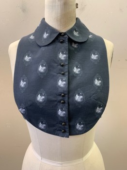 NO LABEL, Navy Blue, Gray, Polyester, Cotton, Graphic, Dickie, Button Front, C.A. Angel Print