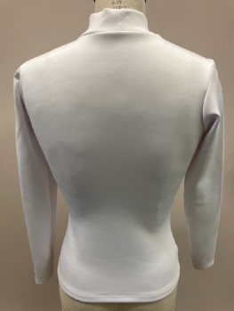 Womens, Sci-Fi/Fantasy Top, NO LABEL, White, Synthetic, Solid, S, Mock Neck, L/S,