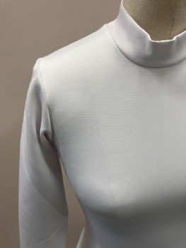 Womens, Sci-Fi/Fantasy Top, NO LABEL, White, Synthetic, Solid, S, Mock Neck, L/S,