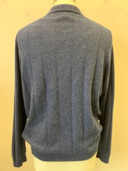 Mens, Pullover Sweater, TASSO ELBA, Navy Blue, Cashmere, Solid, L, Polo Neck, Long Sleeves, Soft, Little Pilly