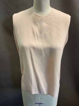 Womens, Shell, NL, Lt Pink, Polyester, Solid, B36, Round Neck, Sleeveless, 1/2 Button Back