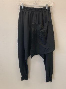 Womens, Sci-Fi/Fantasy Pants, ELLAZHU, Black, Synthetic, Elastane, Solid, W24, Elastic Waistband, Large Flap with Pleated Pckt, Velcro Closure, Band Western, Grommets At Back,