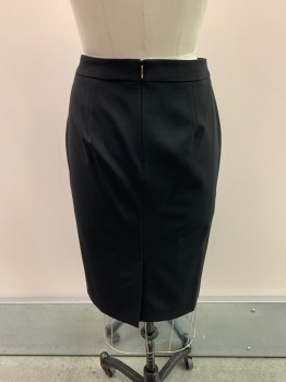 Womens, Skirt, Knee Length, HUGO BOSS, Black, Wool, Elastane, Solid, 6, Zip Back, Pencil Skirt