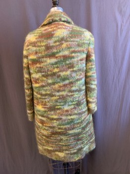 EMILIO, Green, Brown, Lt Gray, Lt Green, Wool, Zig-Zag , Stripes, C.A., 3 Large Brown Buttons, 2 Pockets,