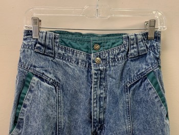 Womens, Jeans, LEVI'S, Denim Blue, Sea Foam Green, Cotton, Acid Wash, 29/32, F.F, High Waisted, Side Pockets, Zip Front, Belt Loops,