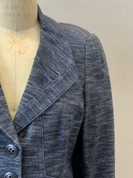 Womens, Suit, Jacket, CLASSIQUES ENTIER, Gray, Dk Gray, Cotton, Spandex, Heathered, B: 38, M, L/S, 2 Buttons, Single Breasted, Collar Attached, Top Pockets,