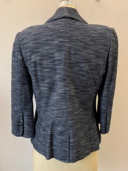 CLASSIQUES ENTIER, Gray, Dk Gray, Cotton, Spandex, Heathered, L/S, 2 Buttons, Single Breasted, Collar Attached, Top Pockets,