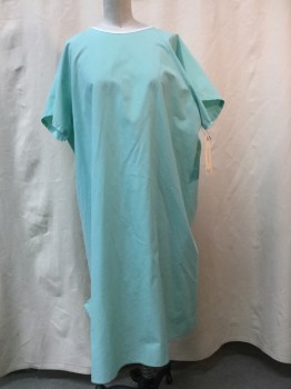 Unisex, Patient Gown, NO LABEL, Lt Green, Cotton, Polyester, Solid, OS, Lt Green, Open Back