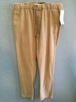 OBEY, Lt Brown, Cotton, Solid, PANTS:  Light Brown, Elastic & D-string Waistband, 2 Wedge Side Pockets, See Photo Attached,