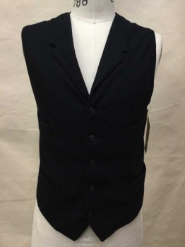 Navy Blue, Lt Gray, Wool, Synthetic, Stripes, Navy with Faint Gray Pin Stripe, Button Front, 4 Pockets,
