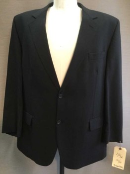 Mens, Suit, Jacket, JOSEPH & FEISS, Black, Wool, Solid, 44R, Single Breasted, 2 Buttons,  3 Pockets, Notched Lapel,