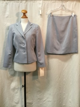 Womens, Suit, Jacket, LE SUIT, Heather Gray, Polyester, Solid, 10, Heather Gray, Notched Lapel, Collar Attached, 3 Buttons,