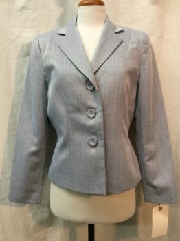 Womens, Suit, Jacket, LE SUIT, Heather Gray, Polyester, Solid, 10, Heather Gray, Notched Lapel, Collar Attached, 3 Buttons,