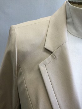 LANE BRYANT, Tan Brown, Cotton, Polyester, Solid, Single Breasted, Collar Attached, Notched Lapel, 1 Back,  2 Pockets