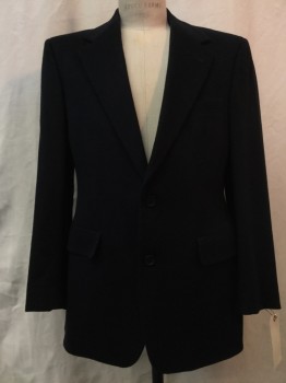 Mens, Sportcoat/Blazer, JOHN W NORDSTROM, Navy Blue, Cashmere, Solid, 39 R, Navy, Notched Lapel, 2 Buttons,