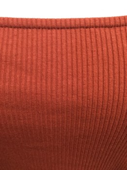 URBAN OUTFITTERS, Brick Red, Cotton, Elastane, Solid, Square Neck, Long Sleeves,