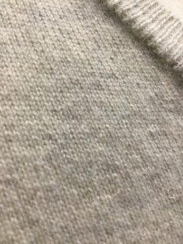 Mens, Pullover Sweater, NL, Heather Gray, Cashmere, Solid, M, V-neck,
