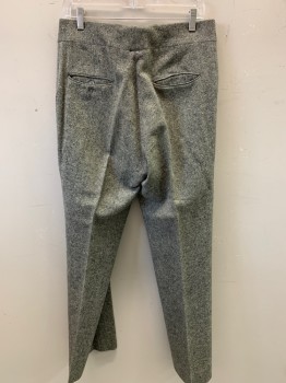 Mens, 1970s Vintage, Suit, Pants, CLANCY'S, Khaki Brown, Black, Wool, Tweed, 30, 32, Flat Front, 4 Pockets, 1 Faux Coin Pocket Flap