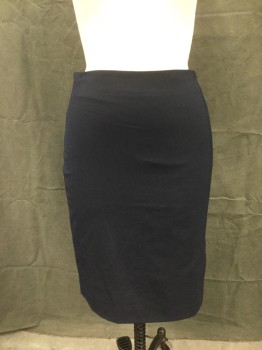 ANN TAYLOR, Navy Blue, Polyester, Rayon, Solid, Diagonal Seam Front,  No Waistband, Side Zip, Side Slits