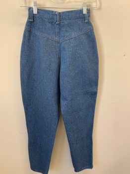 Womens, Jeans, N/L, Blue, Cotton, Solid, W 22, Double Pleats, 2 Welt Pocket, High Waist,