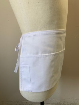 UPDATE, White, Poly/Cotton, Solid, Twill, 4 Pockets/Compartments, Self Ties at Waist, Multiples